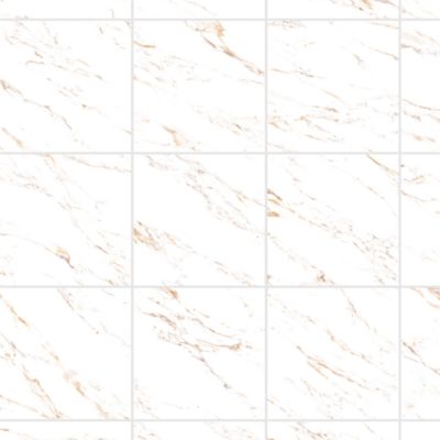 Carrelage sol et mur effet marbre blanc et doré brillant L.60,8 x l.60,8 cm x ép.8,8 mm, Aruma