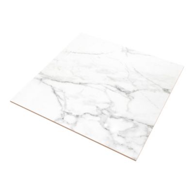 Carrelage sol et mur effet marbre blanc mat L.60,8 x l.60,8 cm x ép.8,8 mm, Aruma
