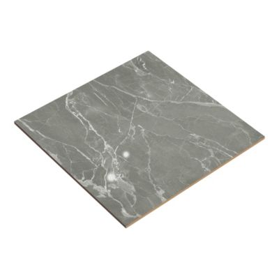 Carrelage sol et mur effet marbre gris brillant L.60,8 x l.60,8 cm x ép.8,8 mm, Aruma