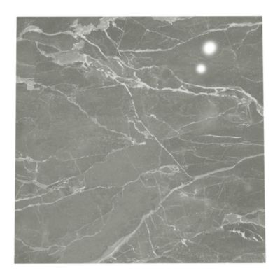 Carrelage sol et mur effet marbre gris brillant L.60,8 x l.60,8 cm x ép.8,8 mm, Aruma