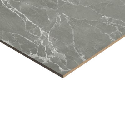 Carrelage sol et mur effet marbre gris brillant L.60,8 x l.60,8 cm x ép.8,8 mm, Aruma