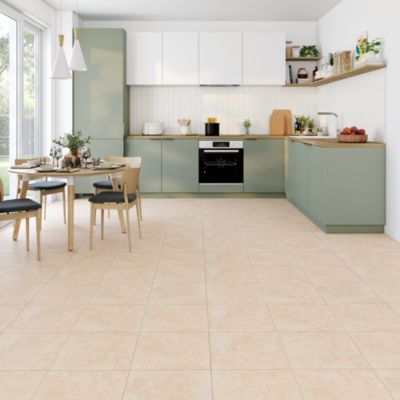 Carrelage sol et mur effet pierre de provence beige L.34 x l.34 cm x ép.7 mm, Série Provence