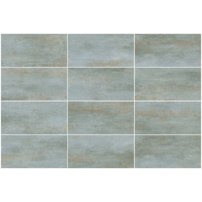 Carrelage sol et mur en grès cérame émaillé effet béton vert sauge mat L.60 x l.30 cm x ép.7,4 mm, Upper