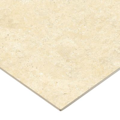 Carrelage sol et mur grès cérame émaillé effet travertin beige mat L.60 x l.60 cm x ép.7,4 mm, Traverno