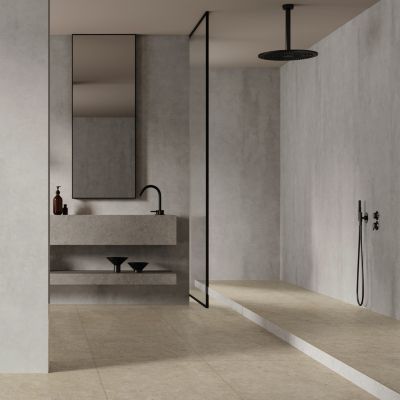 Carrelage sol et mur grès cérame émaillé effet travertin beige mat L.60 x l.60 cm x ép.7,4 mm, Traverno