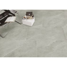 Carrelage sol et mur gris 60 x 120 cm Limestone