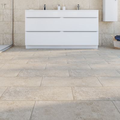 Carrelage sol et mur gris clair effet béton L.59,5 x l.29,5 cm x ép.8,7 mm, Arina