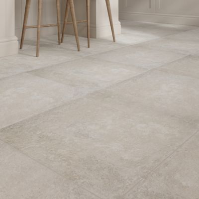 Carrelage sol et mur gris clair effet béton L.59,5 x l.59,5 cm x ép.9,5 mm, Arina