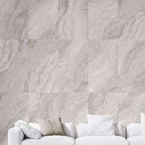 Carrelage sol et mur gris perle brillant Mineral 90 x 180 cm