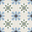 Carrelage sol et mur intérieur Mediterranea Javea effet carreau de ciment gris et bleu L. 45 x l. 45 cm x Ep. 9,6 mm