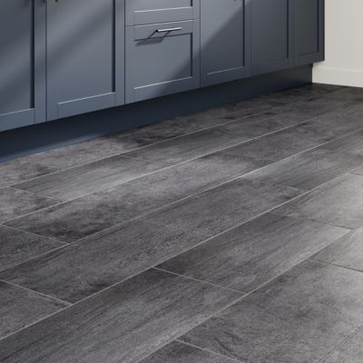 Carrelage sol et mur intérieur anthracite effet pierre L.60 x l.30 cm x ép.9,5 mm, Oikos