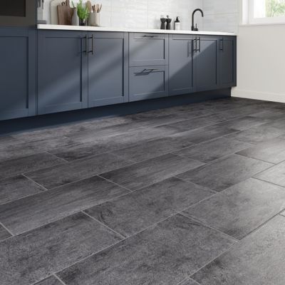 Carrelage sol et mur intérieur anthracite effet pierre L.60 x l.30 cm x ép.9,5 mm, Oikos