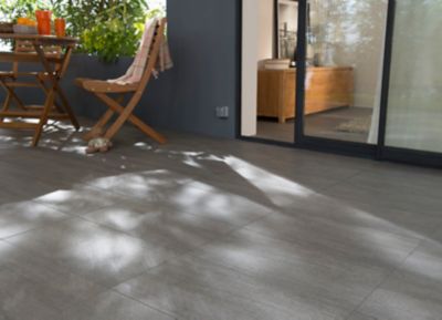Carrelage sol et mur intérieur anthracite effet pierre L.60 x l.30 cm x ép.9,5 mm, Oikos