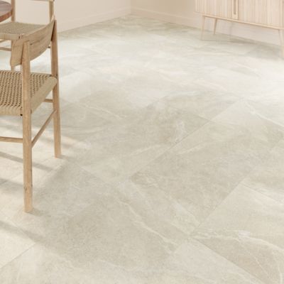 Carrelage sol et mur intérieur beige effet pierre L.45 x l.45 cm x ép.9,1 mm, Limo Mocca