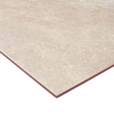 Carrelage sol et mur intérieur beige effet pierre L.45 x l.45 cm x ép.9,1 mm, Limo Mocca