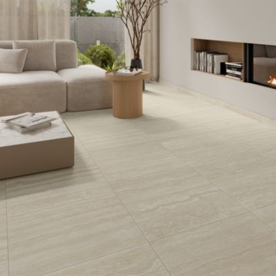 Carrelage sol et mur intérieur beige effet pierre L.59,5 x l.59,5 cm x ép.9,5 mm, Kyat