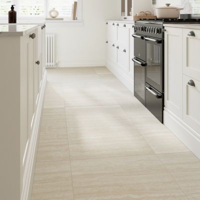 Carrelage sol et mur intérieur beige effet pierre L.59,5 x l.59,5 cm x ép.9,5 mm, Kyat