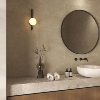 Carrelage sol et mur intérieur beige effet pierre L.60,4 x l.30 cm x ép.7,4 mm, Mitha