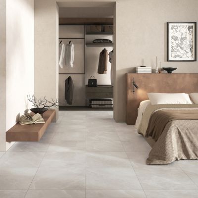 Carrelage sol et mur intérieur blanc effet pierre L.60 x l.60 cm x ép.7,4 mm, Himalaya