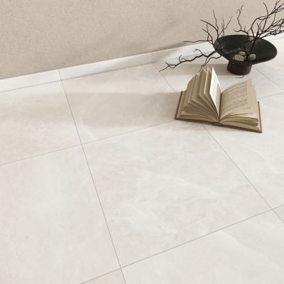 Carrelage sol et mur intérieur blanc effet pierre L.60 x l.60 cm x ép.7,4 mm, Himalaya