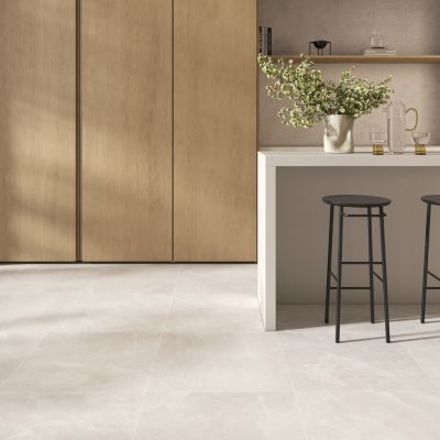 Carrelage sol et mur intérieur blanc effet pierre L.60 x l.60 cm x ép.7,4 mm, Himalaya