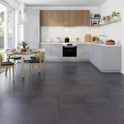 Carrelage sol et mur intérieur effet béton anthracite L.45,5 x l.45,5 cm x ép.8 mm, Newport