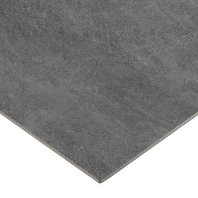 Carrelage sol et mur intérieur effet béton gris foncé L.60 x l.60 cm x ép.7,4 mm, Mitha