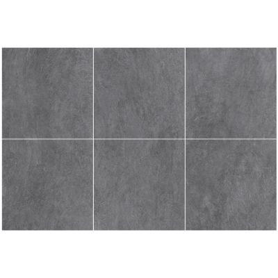 Carrelage sol et mur intérieur effet béton gris foncé L.60 x l.60 cm x ép.7,4 mm, Mitha