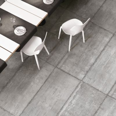 Carrelage sol et mur intérieur effet béton gris industriel L.120 x l.60 cm x ép.9 mm, Industrie
