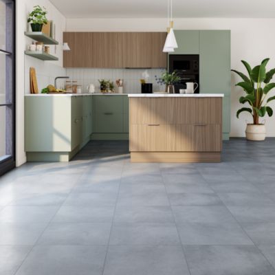 Carrelage sol et mur intérieur effet béton gris L.45 x l.45 cm x ép.8 mm, Newport