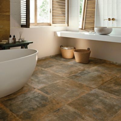 Carrelage sol et mur intérieur effet béton oxydé L.61 x l.61 cm x ép.9 mm, Real Ruggine