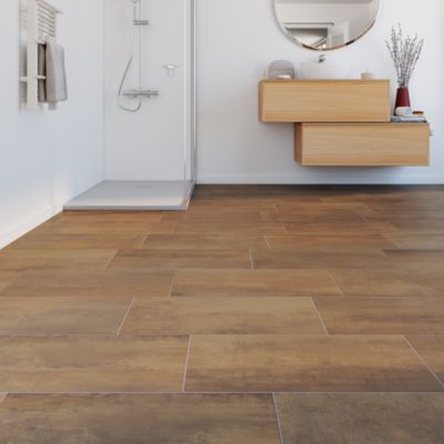 Carrelage sol et mur intérieur effet béton oxydé mat L.60 x l.30 cm x ép.8,7 mm, Ruano