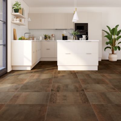 Carrelage sol et mur intérieur effet béton oxydé mat L.60 x l.60 cm x ép.9,5 mm, Ruano