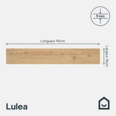 Carrelage sol et mur intérieur effet bois brut beige L.15 x l.90 cm x ép.9 mm, Lulea