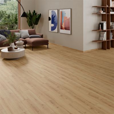Carrelage sol et mur intérieur effet bois brut beige L.15 x l.90 cm x ép.9 mm, Lulea