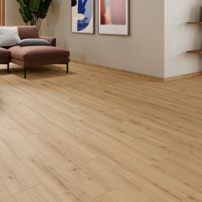 Carrelage sol et mur intérieur effet bois brut beige L.15 x l.90 cm x ép.9 mm, Lulea