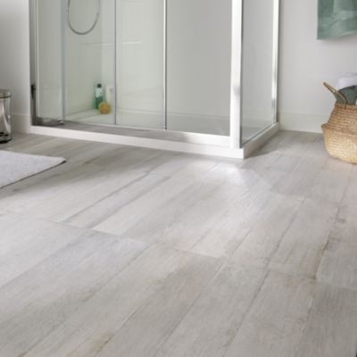 Carrelage sol et mur intérieur effet bois brut gris clair L.60 x l.30 cm x ép.8,7 mm, Norwegio