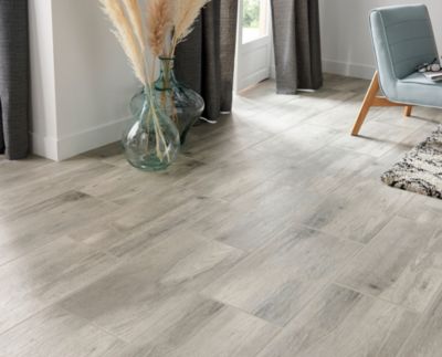 Carrelage sol et mur intérieur effet bois brut gris L.60 x l.30 cm x ép.8,7 mm, Norwegio