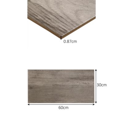 Carrelage sol et mur intérieur effet bois brut gris L.60 x l.30 cm x ép.8,7 mm, Norwegio