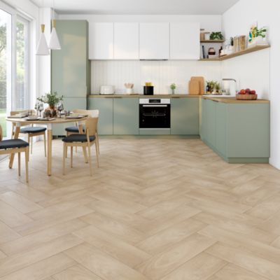 Carrelage sol et mur intérieur effet bois brut mat L.62,8 x l.17,8 cm x ép.7,4 mm, Ash
