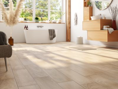 Carrelage sol et mur intérieur effet bois brut mat L.62,8 x l.17,8 cm x ép.7,4 mm, Ash