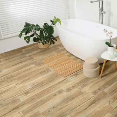 Carrelage sol et mur intérieur effet bois brut mat L.90 x l.15 cm, Woodland