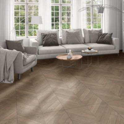 Carrelage sol et mur intérieur effet bois chevron mat L.60 x l.60 cm x ép.9 mm, Baku