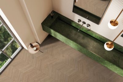 Carrelage sol et mur intérieur effet bois chevron mat L.60 x l.60 cm x ép.9 mm, Baku