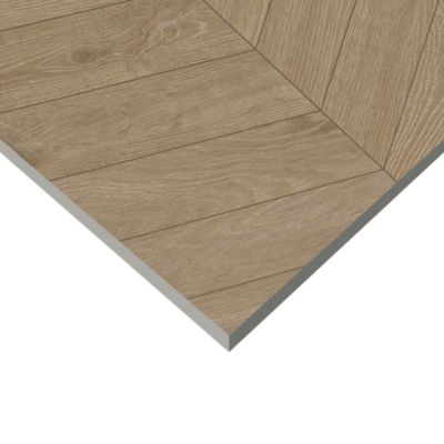 Carrelage sol et mur intérieur effet bois chevron mat L.60 x l.60 cm x ép.9 mm, Baku