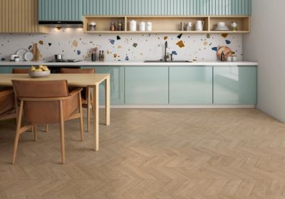 Carrelage sol et mur intérieur effet bois chevron mat L.60 x l.60 cm x ép.9 mm, Baku