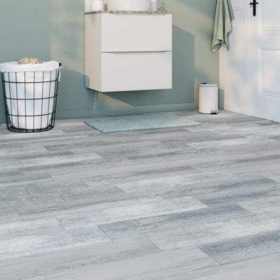 Carrelage sol et mur intérieur effet bois gris L.60 x l.15 cm x ép.8 mm, Julyo