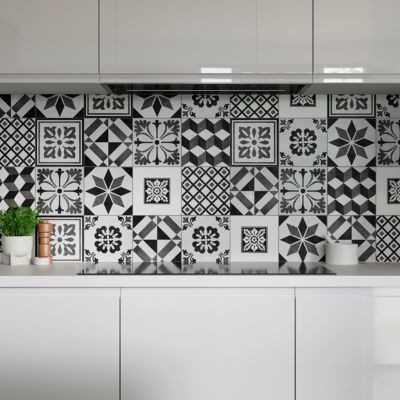 Carrelage sol et mur intérieur effet carreau de ciment tons gris L.20 x l.20 cm x ép.8,2 mm, Konkrete