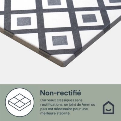 Carrelage sol et mur intérieur effet carreau de ciment tons gris L.20 x l.20 cm x ép.8,2 mm, Konkrete