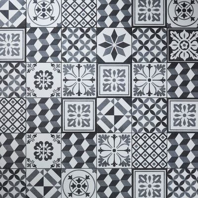 Carrelage sol et mur intérieur effet carreau de ciment tons gris L.20 x l.20 cm x ép.8,2 mm, Konkrete